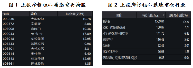 上头摩根核心精选重仓持股/行业