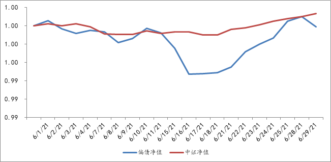 2021年6月1日至2021年6月30日，偏债型基金组合单位净值表现