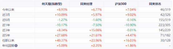 何天翔与同类基金经理收益对比